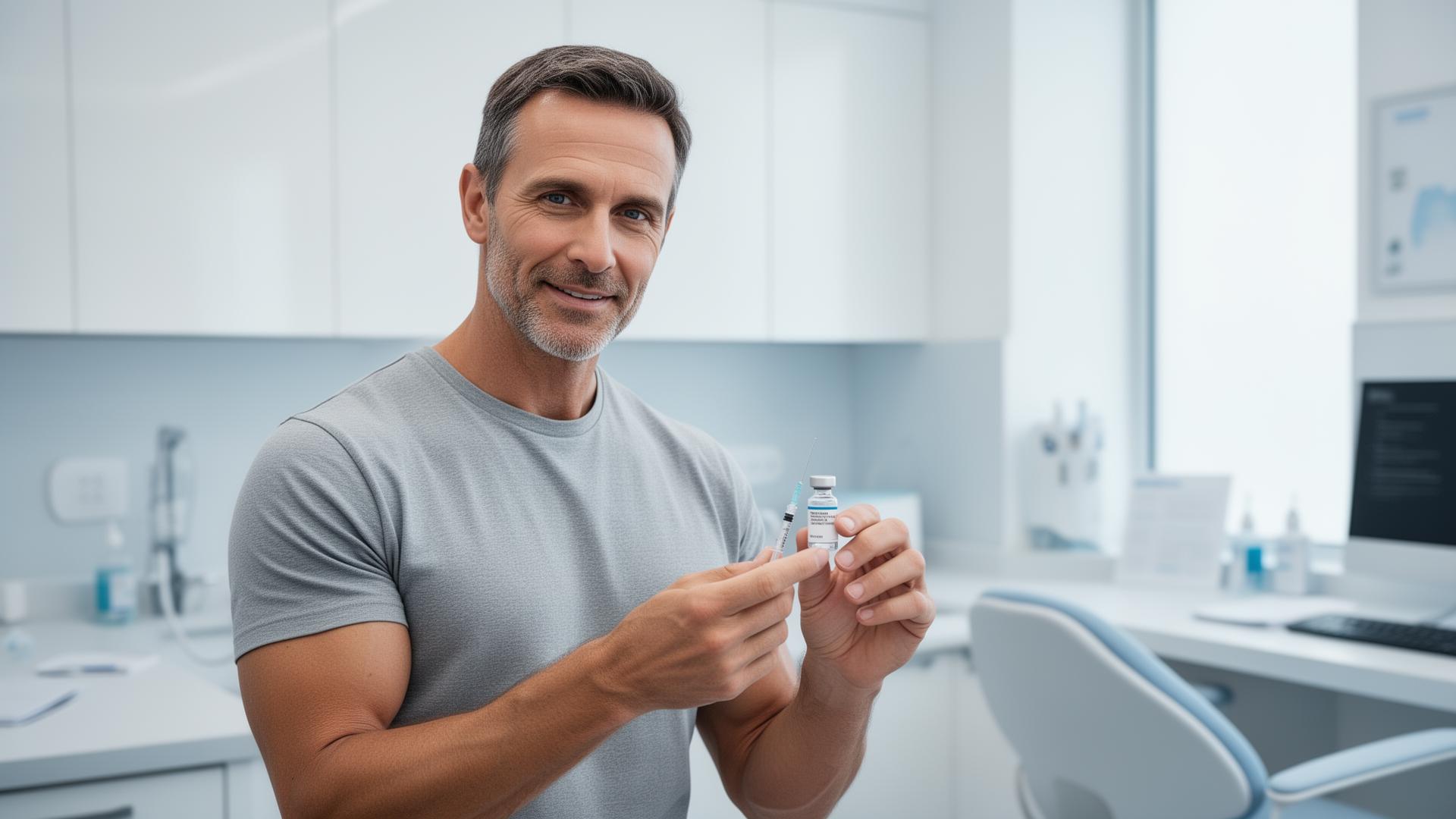 Patient reviewing a prescribed peptide vial in a clinic